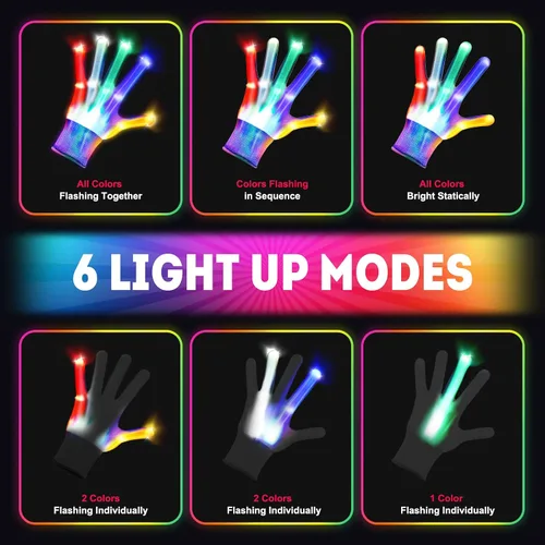 Vista 3 de Juguetes para niños y niñas de 5, 6, 7, 8, 9, 10, 11, 12 años, guantes con luz LED para niños con 6 modos de flash, juguetes divertidos para niños