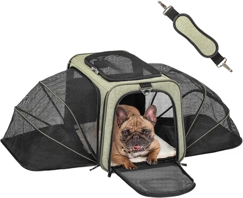 Vista 16 de Petsfit Transportador Expandible para Conejos Transportadores de Conejitos, Transportador de Mascotas de 16 Pulgadas Aprobado por Aerolíneas con 2