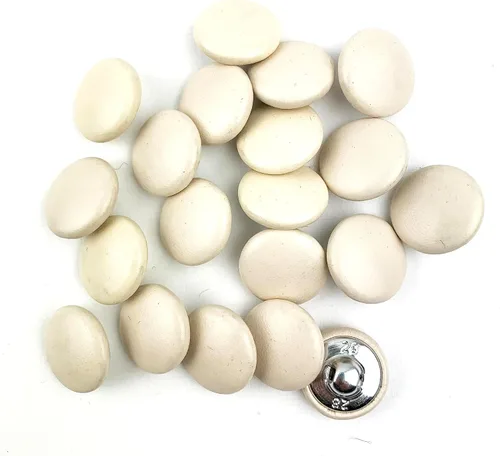 Vista 37 de Heyiwell 30 botones redondos cubiertos de cuero con vástago de metal, para vestidos de novia, camisas, vestidos, manualidades de costura (beige, mm)