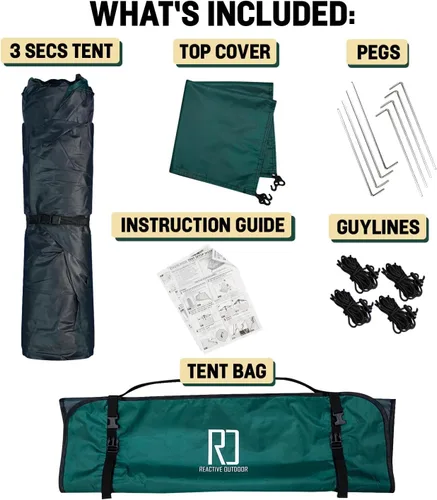 Vista 6 de Reactive Outdoor Tent - 3 Second Tent - 3 Sec Instant Pop Up Tent - Easy and Quick Setup Camping Tent - 1 Person Setup Waterproof Double Layer
