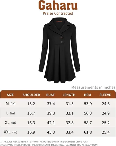 Vista 5 de Gaharu - Sudadera tipo túnica con solapa de muesca para mujer sudadera con botones y de manga larga