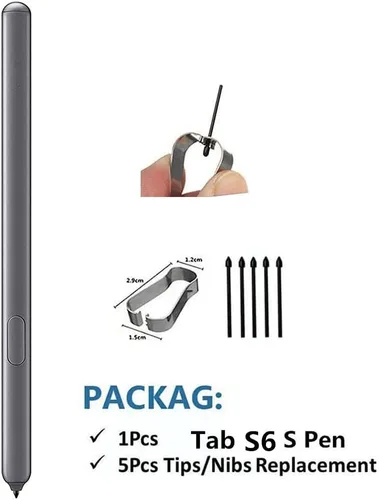 Vista 3 de Tab S6 S Pen - Repuesto compatible con Samsung Galaxy Tab S6 SM-T860 todas las versiones, sensor de presión Tab S6 Stylus Pen 4096. Punta delgada