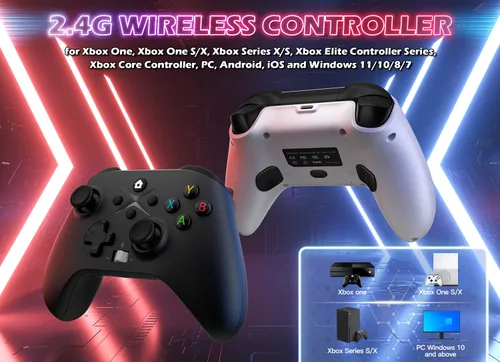 Vista 2 de Gamrombo 2 Pack Wireless Controller Replacement for X-box One, X-box Series X S Controller with Audio Jack & Volume Button/Turbo/Macro/Dual Shock