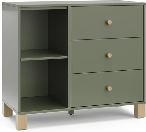 Vista 26 de Storkcraft California - Cómoda de 3 cajones con cambiador, color negro/madera flotante