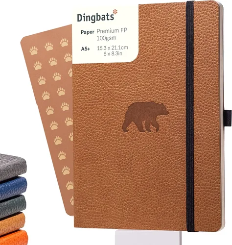 Vista 28 de Dingbats* Cuaderno de Escritura con Líneas de Vida Silvestre A5 - Tapa Dura de Cuero Vegano - Ideal para Trabajo, Viajes - Bolsillo, Cierre Elástico