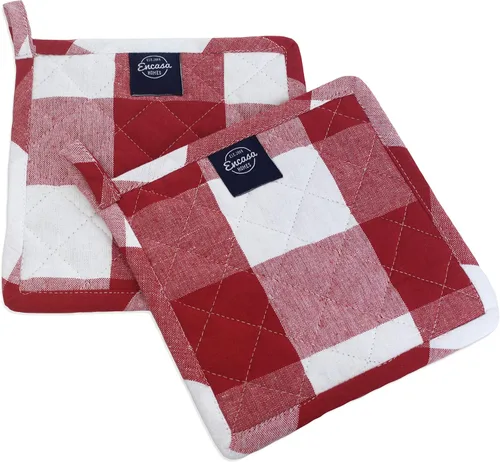 Vista 7 de Encasa XO Soportes para ollas, almohadillas acolchadas para cocina, 8 x 8 Azul escocés