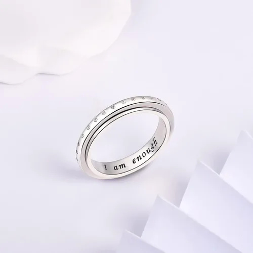 Vista 3 de Teioa Anillos giratorios de plata de ley antiansiedad, anillos para aliviar el aburrimiento, TDAH, autismo, anillos para mujeres y hombres
