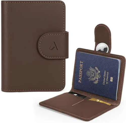 Vista 17 de ALLIVE Soporte para pasaporte para viajes, soporte para pasaporte Rfid para mujeres y hombres, funda de pasaporte de cuero genuino para viaje