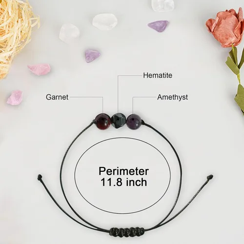 Vista 4 de Tumhun Pulseras del zodiaco para mujeres y hombres, 12 constelaciones de 0.315 in de piedra natural, pulseras de cristal curativo, pulsera