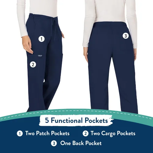 Vista 5 de Cherokee - Pantalones quirúrgicos elásticos Workwear Revolution WW120 para mujer, suaves y con cordón ajustable