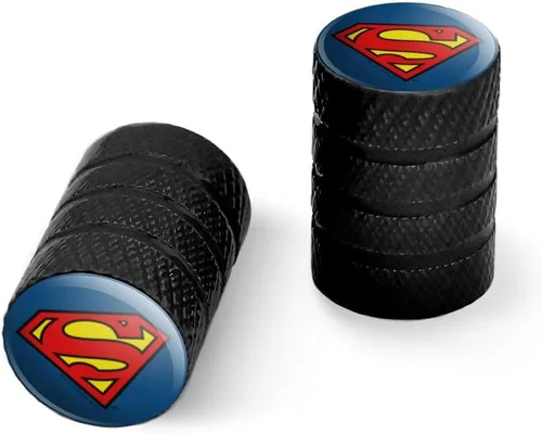 Vista 13 de GRAPHICS & MORE Superman Classic S Shield Logo Moto Bicicleta Llanta Llanta Llanta Tapones de Válvula de Aluminio