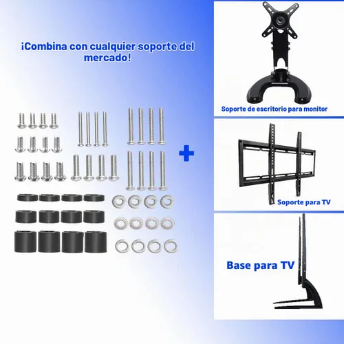 Vista 4 de Accesorios de montaje universal para TV, tornillo de montaje de TV de acero inoxidable 304, el paquete contiene tornillos M4, M5, M6, arandelas