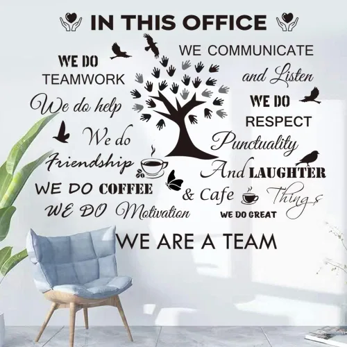 Vista 6 de Calcomanías de Pared con Citas Inspiradoras para Oficina - Adhesivos Motivacionales de Trabajo en Equipo, Letras Positivas y Palabras Espirituales