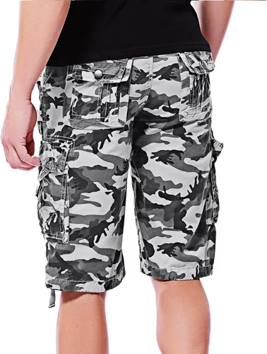 Vista 3 de Pantalones cortos cargo de camuflaje para hombre de algodón