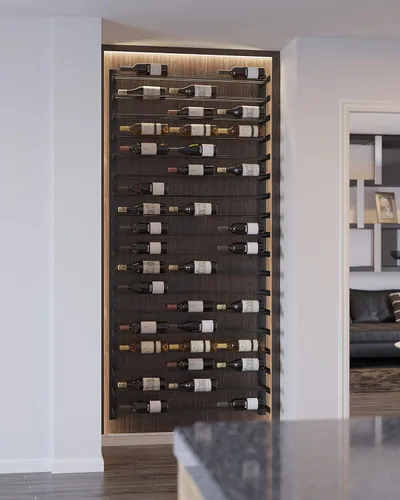 Vista 7 de VintageView Evolution Wine Wall 30 3C - Estante moderno para vino (18 botellas, negro mate)