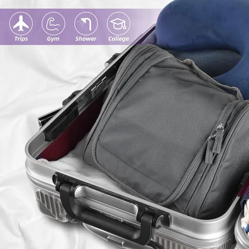 Vista 3 de JOMOLA Neceser colgante para hombres y mujeres, bolsa de maquillaje de viaje resistente al agua, bolsa organizadora de artículos de tocador de viaje