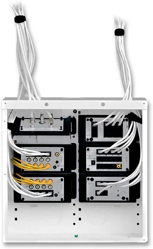 Vista 4 de On-Q EN1400 EN Gabinete CRS de calibre 20 con tapa atornillada, 14 pulgadas, blanco brillante y divisor de video pasivo mejorado VM1002 1X8, 1 GHz