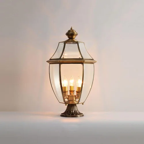 Vista 7 de Luces de poste al aire libre, poste de valla al aire libre, puerta de estilo europeo, todo cobre, impermeable, luz de pilar para el hogar, villa