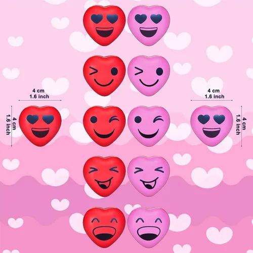 Vista 2 de 30 bolas de estrés para el día de San Valentín, mini bolas sonrientes para aliviar el estrés de 1.5 pulgadas, bolas sonrientes divertidas