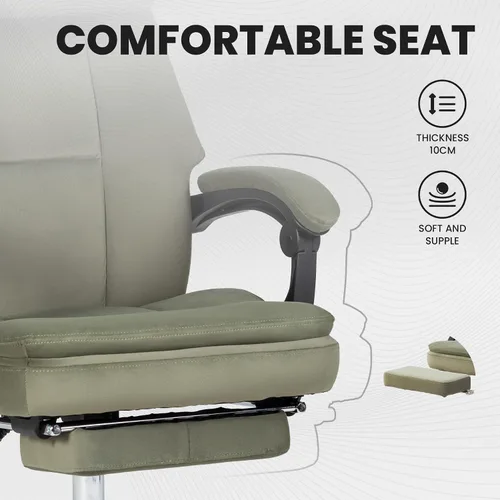 Vista 7 de Silla de oficina, silla de oficina ejecutiva grande y alta con reposapiés y reposacabezas extraíble, silla de escritorio ergonómica de respaldo