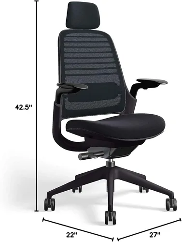 Vista 3 de Steelcase Silla de oficina serie 1 con reposacabezas, marco de grafito, regaliz Cogent Connect