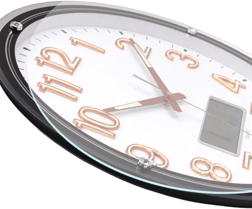 Vista 6 de ZZenSmot Reloj silencioso de 18 pulgadas, moderno reloj de pared luminoso con calendario LCD y termómetro para decoración de oficina en casa