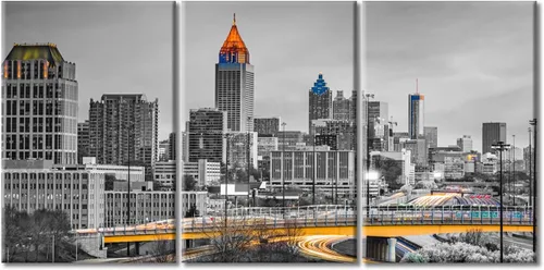 Vista 74 de TUMOVO Arte de pared en blanco y negro con paisaje urbano de Nueva York, decoración de pared de horizonte de Nueva York para sala de estar, puente