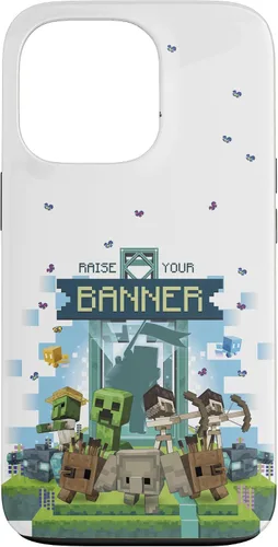 Vista 11 de Minecraft Legends Raise Your Banner Mobs Group Shot - Carcasa para iPhone 17