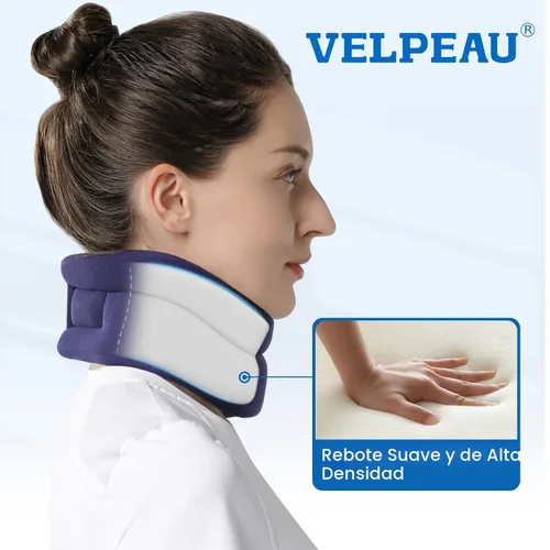 Vista 5 de VELPEAU Collarín para dolor de cuello y apoyo - Collar cervical suave para dormir en la cama, para roncar, dormir en posición vertical