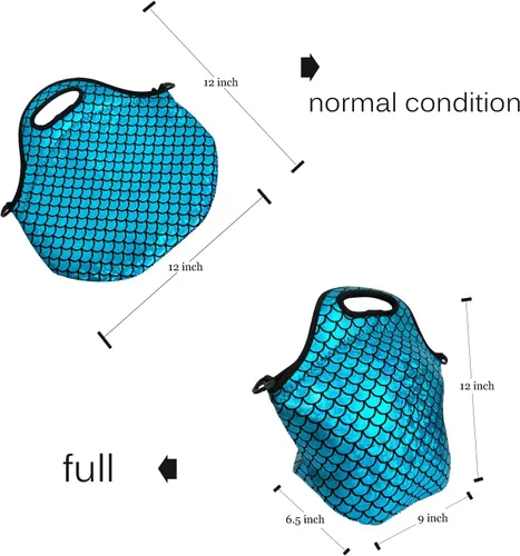 Vista 3 de YOUDA Bolsa de almuerzo aislada de neopreno para el hombro, bolsas para mujeres y hombres, trabajo, oficina, al aire libre, picnic, viajes (azul)