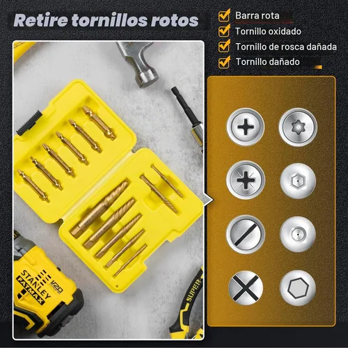 Vista 7 de TOPEC Juego de Extractor de Tornillos Pequeños, 13 Piezas Herramienta de Extracción de Tornillos Dañados, Kit HSS 6542 Easy Out para Sujetadores