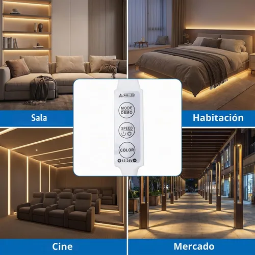 Vista 4 de LED Controller Mini 3 Key RGB Dimmer Switch DC 5V 24V Strip 5Pcs Light Brightness Flasher Module Strobe Speed Flash Mode Memory Function Ribbon Bar
