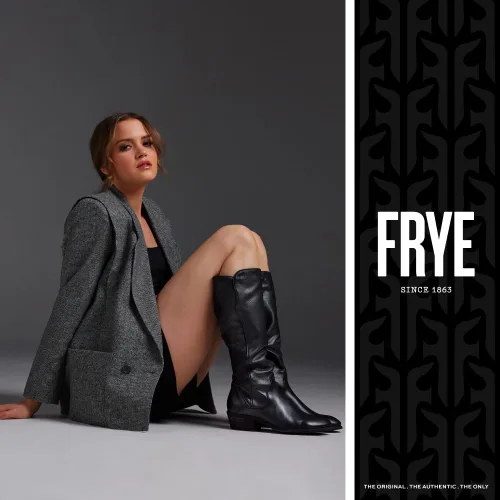 Vista 12 de Frye Carson - Botas altas para mujer hechas de cuero anticuado con ribetes de estilo occidental, cierre de cremallera interior y tacón bajo, altura