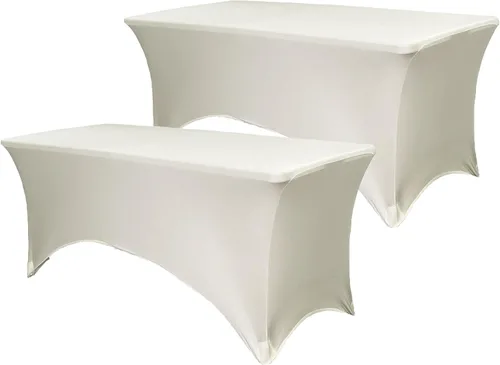 Vista 36 de Paquete de 2 manteles de mesa elásticos de elastano para mesas rectangulares de 4 pies, mantel ajustable de 48 pulgadas de largo x 30 pulgadas