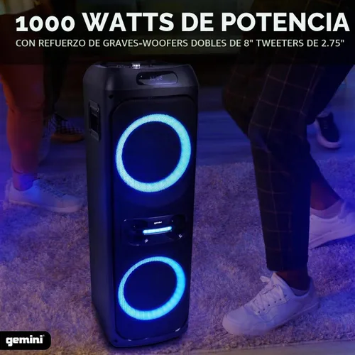 Vista 3 de Gemini Altavoz Bluetooth del partido del karaoke, luces LED, micrófono (GHK-2800)