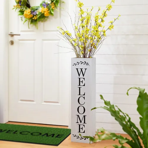 Vista 21 de Glitzhome Letrero de madera de bienvenida de 30 pulgadas de alto, rústico de doble cara en forma de caja "Welcome Home, Home" para decoración