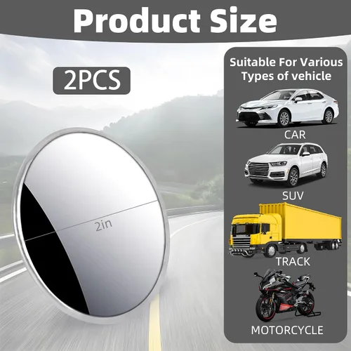 Vista 4 de Espejo de coche de punto ciego, 2 unidades, espejos convexos redondos de 2 pulgadas para automóviles, SUV, motocicletas, camiones, remolques, motos