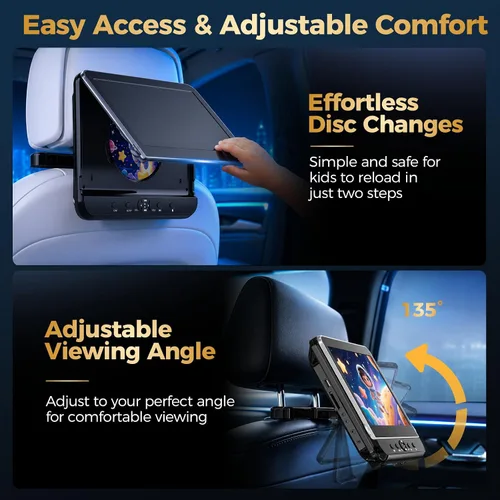 Vista 3 de Reproductor de DVD portátil de 10.51 pulgadas para coche con entrada HDMI