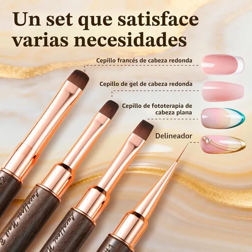 Vista 2 de Builder Gel Brush - Pinceles de uñas para Polygel, 2 piezas de doble punta