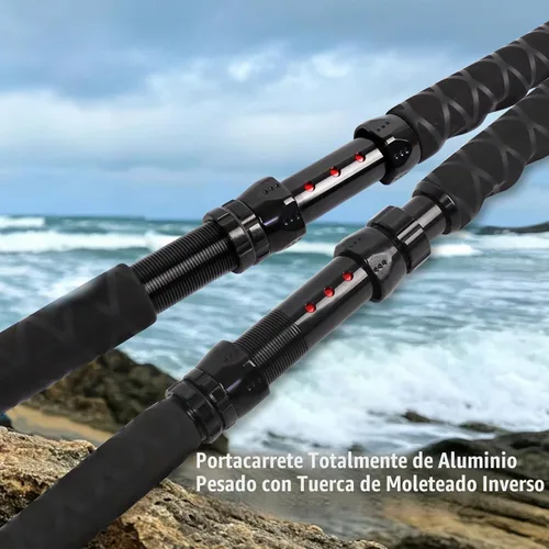Vista 2 de Fiblink Bent Butt Trolling Rod 2 piezas de agua salada en alta mar caña de pescar Big Game Roller Rod Polo de barco convencional
