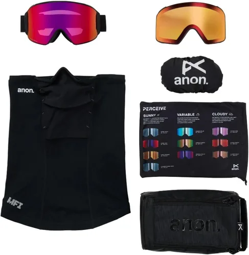 Vista 2 de Anon Gafas M4 Low Bridge Fit (cilíndricas) + lente adicional + máscara facial MFI