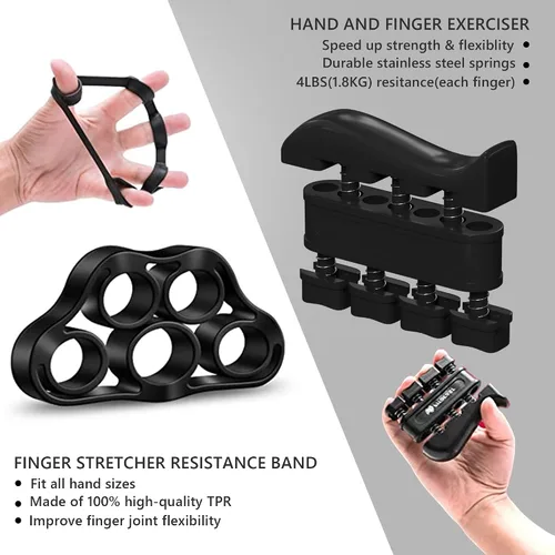 Vista 5 de Kit de fortalecimiento de agarre de mano, juego definitivo para entrenamiento de antebrazo, entrenador de fuerza de agarre ajustable, pelota