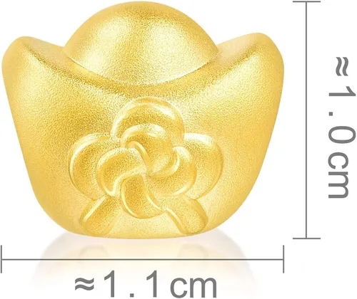 Vista 6 de Chow Sang Sang 90838C - Pulsera de oro macizo de 24 quilates con dije Yuanbao para mujer 999 Metal