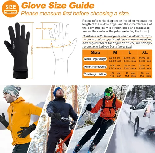 Vista 7 de Tiakia Guantes térmicos de invierno para ciclismo, cálidos, para clima frío, para deportes, antideslizantes, resistentes al viento, para hombres