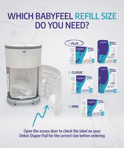 Vista 2 de Babyfeel Recambios compatibles con cubos de pañales DEKOR PLUS Paquete de 4 Exclusivo 30% de grosor extra Recambios de cubo de pañales