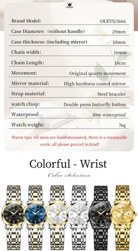Vista 5 de OLEVS Reloj de pulsera de cuarzo para mujer, de acero inoxidable, impermeable, luminoso, fecha, fácil de leer, para mujer