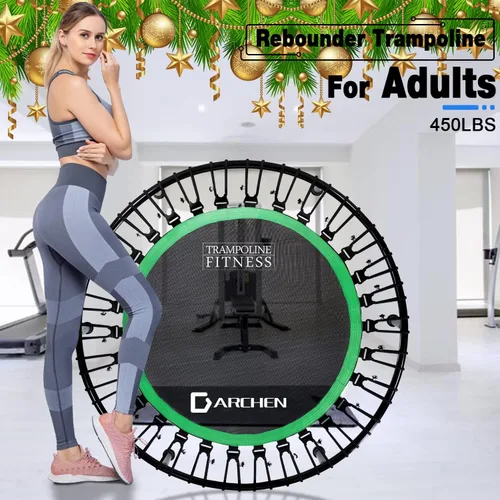 Vista 2 de DARCHEN - Mini trampolín para adultos, 450 libras; para interiores, para entrenamiento, fitness; da un rebote silencioso y seguro [40 pulgadas]