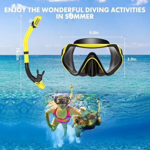 Vista 6 de Equipo de esnórquel para adultos, juego de esnórquel seco máscara de buceo, vista panorámica de 180°, equipo de esnórquel profesional, máscara