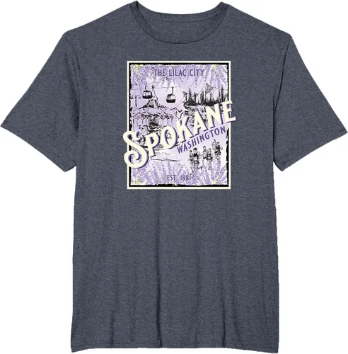 Vista 24 de Camiseta vintage Spokane Washington The Lilac City Carousel Waterfall, Negro
