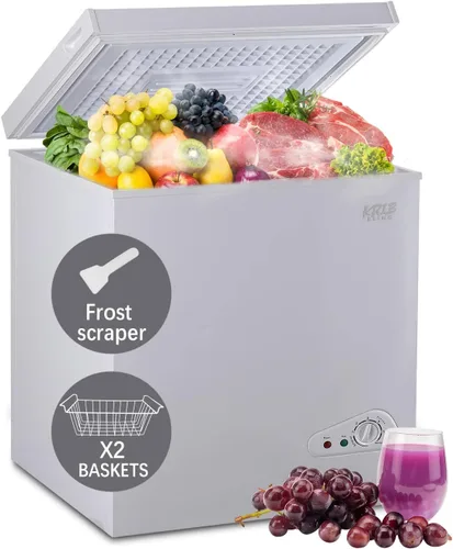 Vista 13 de KRIB BLING - Congelador de cofre de 3.5 pies cúbicos con control de temperatura de 7 velocidades (-4°F a 6.8°F), congelador compacto profundo